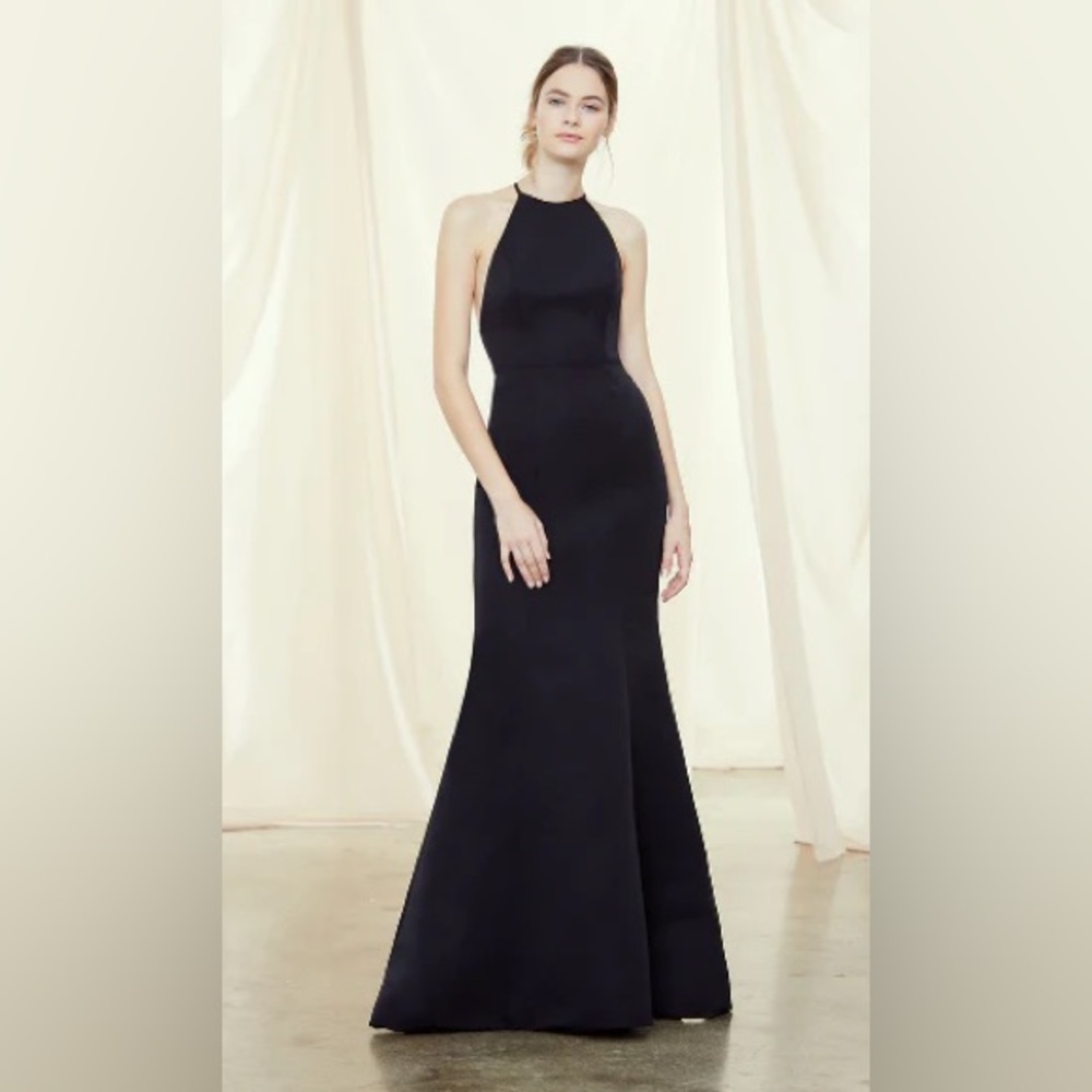 Amsale Caroline Halter Gown in Navy